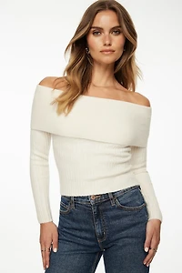 Heavenlyarn™ Laura Off Shoulder Sweater