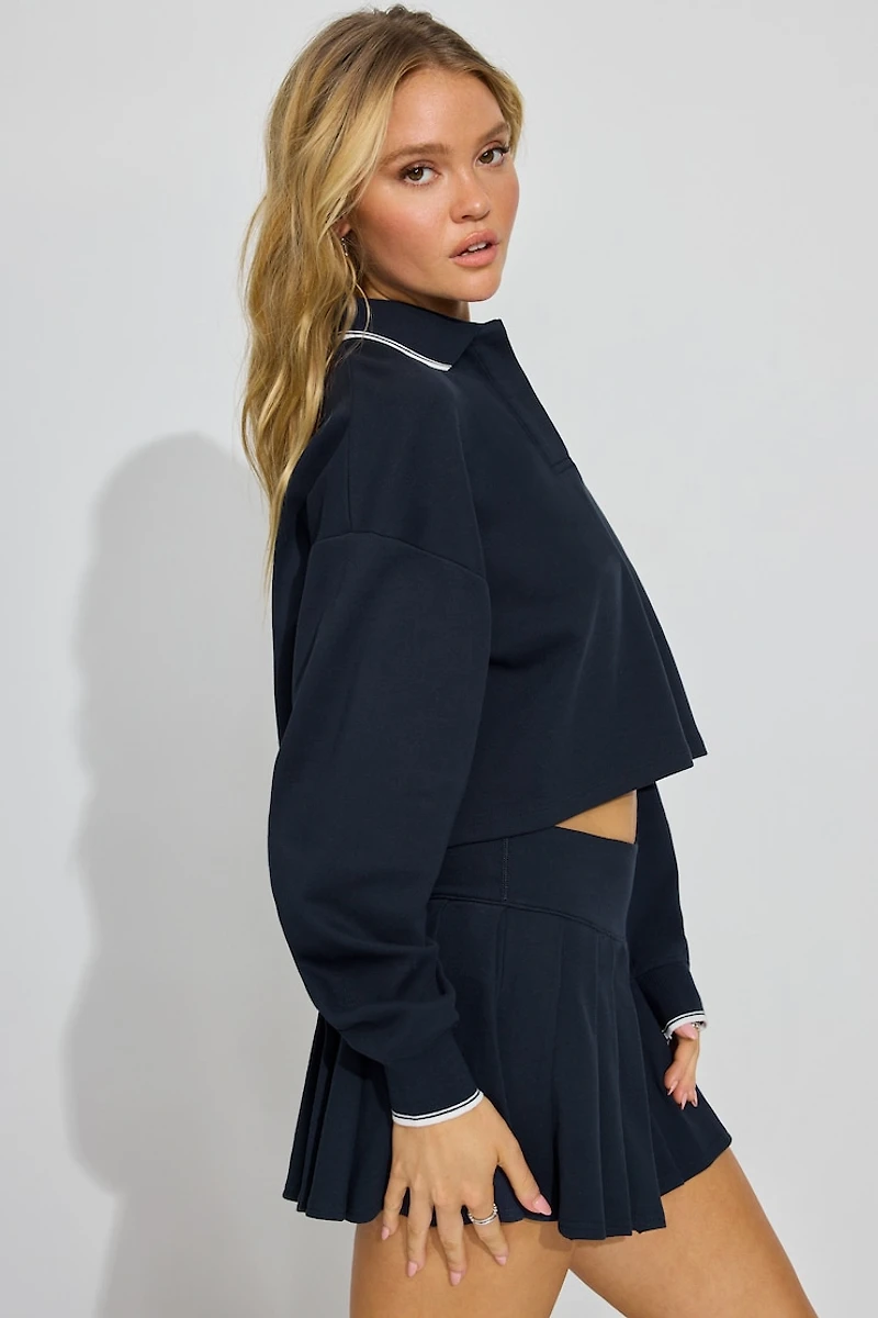 Oversized Cropped Polo Shirt