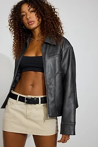 Blouson utilitaire ample en faux cuir
