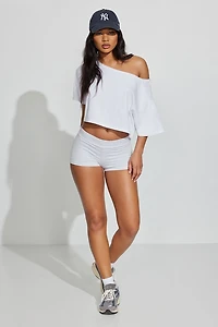 T-shirt écourté à épaules dégagées