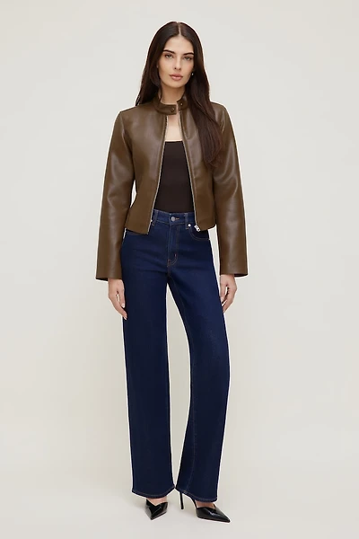 Slim Fit Faux Leather Moto Jacket