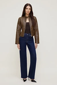 Slim Fit Faux Leather Moto Jacket