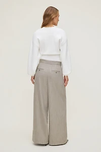 Herringbone Pleated Wide Leg Pants
