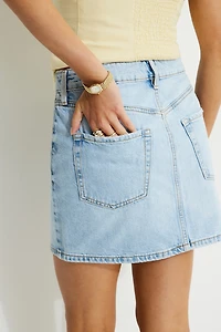 High Rise Denim Mini Skirt