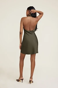 Halter Satin Mini Dress