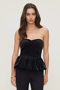 Peplum Velvet Tube Top