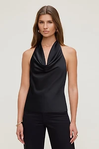 Camila Satin Cowl Halter Neck Blouse