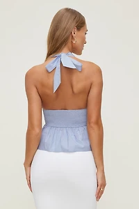 Haut à col licou en popeline Gemma