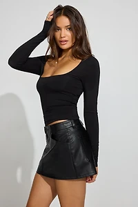 Smooth Open Neck Long Sleeve Tee