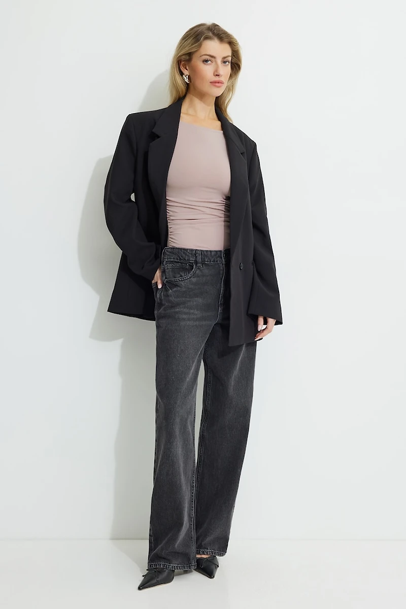 Shirred Open Back Jersey Bodysuit