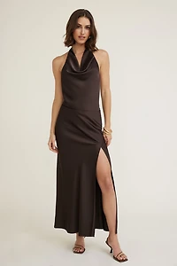 Jupe maxi à fente en satin