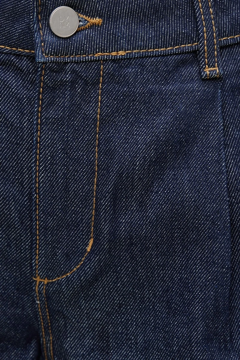 Eliana Pleated High Rise Denim Shorts