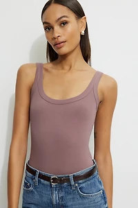 Ribbed Scoop Neck Bodysuit
