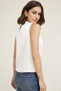 Mock Neck Satin Blouse