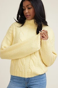 Chandail à col cheminée en mailles torsadées Sasha