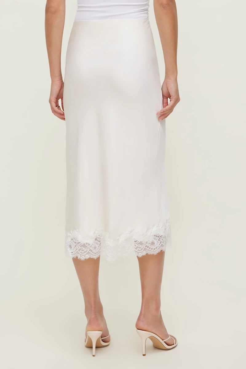 Lace Satin Midi Skirt
