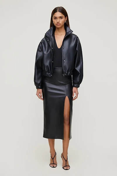 Jupe midi en faux cuir Marlow