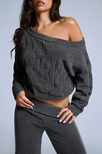 Chandail en chenille à épaule dénudée