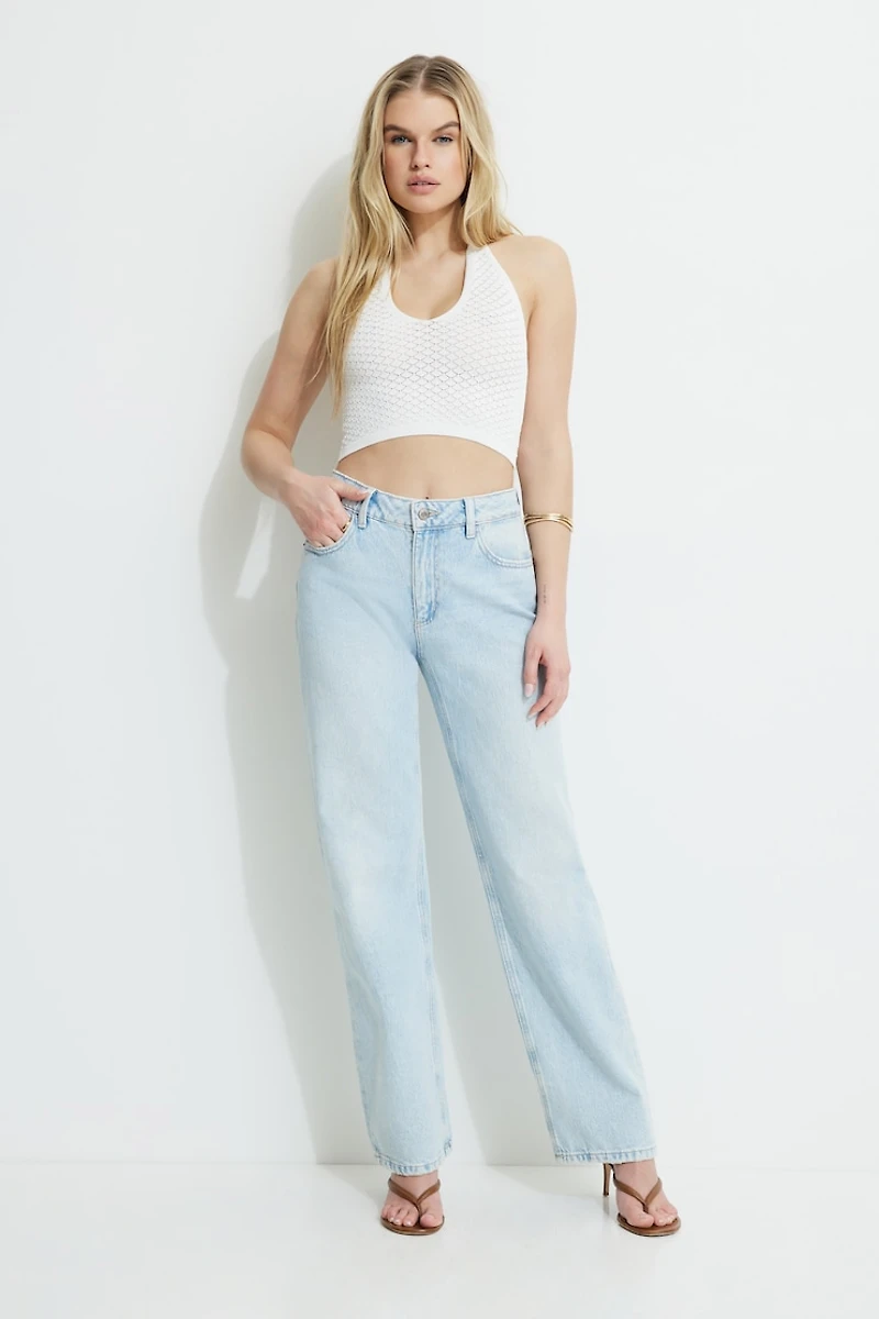 Pointelle Halter Top