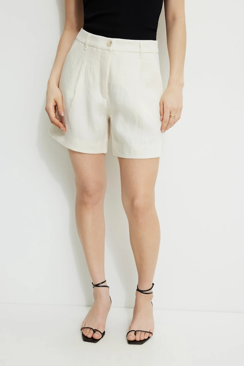 Pleated Mid-Thigh Shorts
