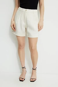 Pleated Mid-Thigh Shorts