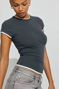 Ribbed Double Layer T-Shirt