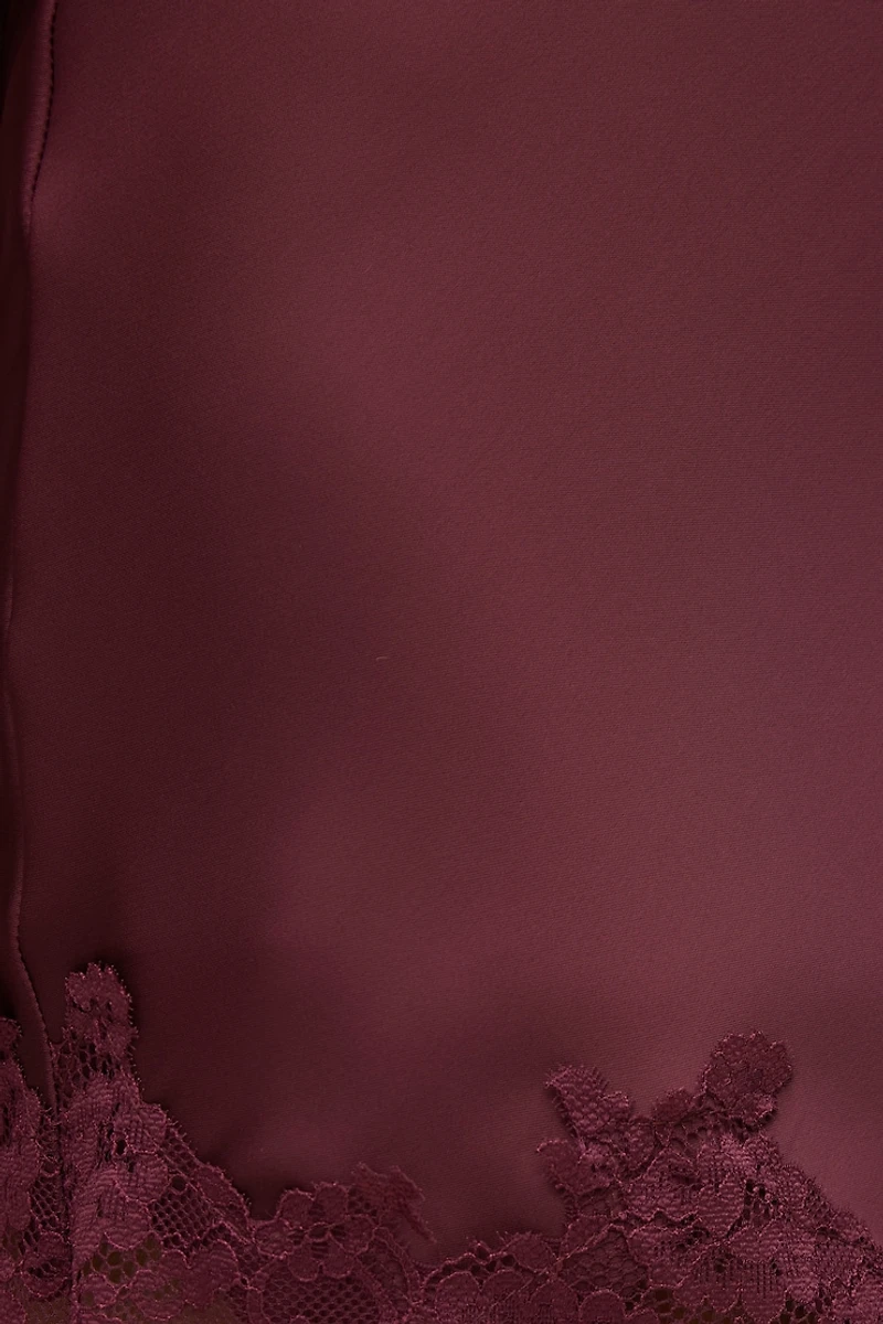 Lace Satin Mini Skirt