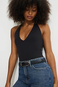 Oval Slim Faux Leather Belt