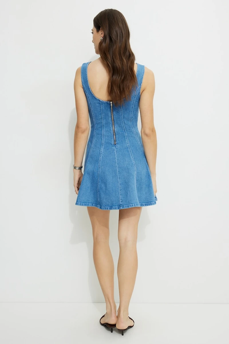 Minirobe à col bateau en denim Cecelia