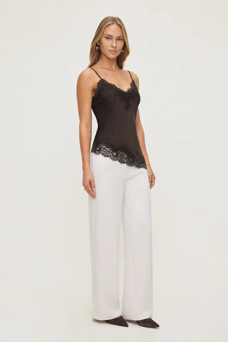 Cassie Asymmetric Lace Satin Cami