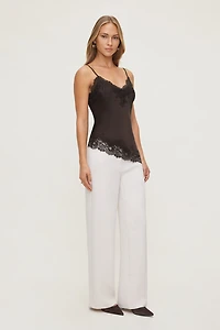 Cassie Asymmetric Lace Satin Cami