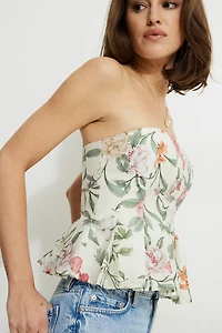 Floral Peplum Tube Top