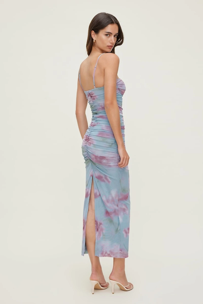 Mona Ruched Mesh Maxi Dress