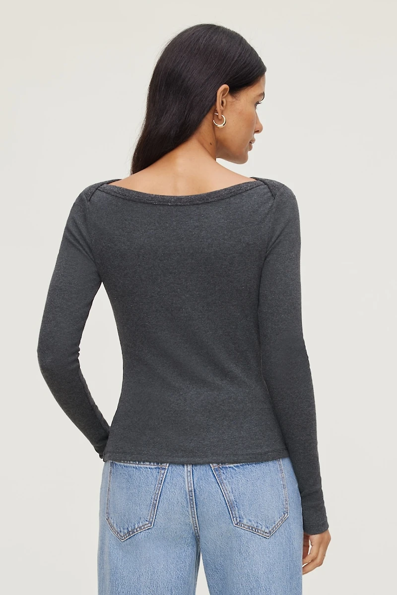 T-shirt côtelé Nola à manches longues