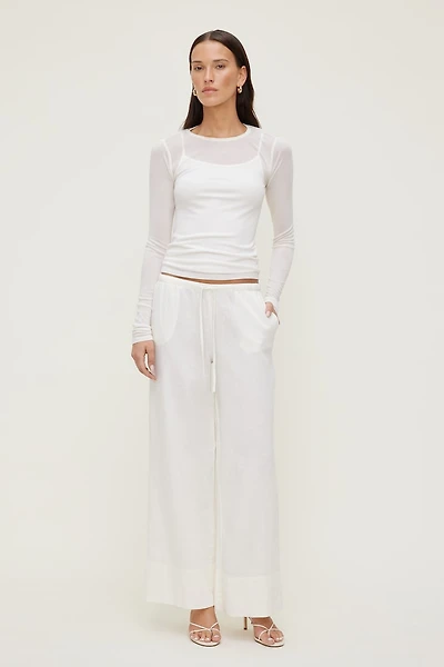 Pantalon en lin à jambe large Leo