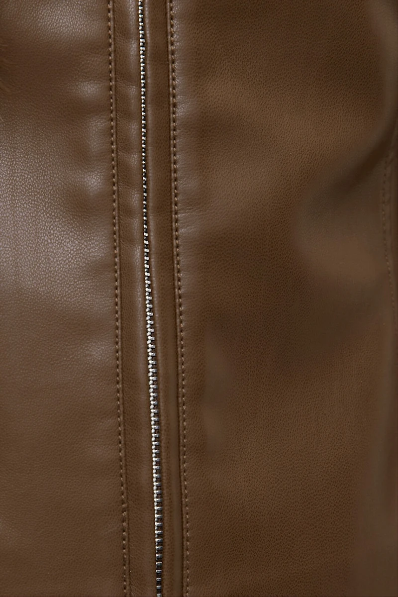 Slim Fit Faux Leather Moto Jacket