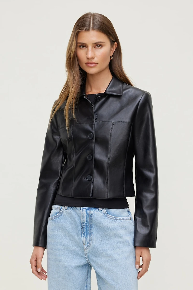 Blouson court en faux cuir Charlotte
