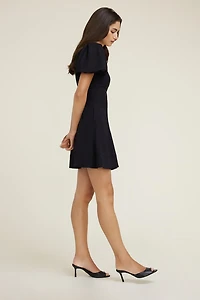 Flared Puff Sleeve Mini Dress