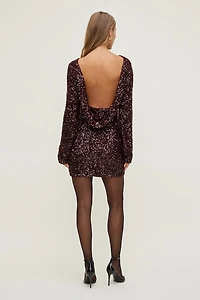 Sequin Cowl Back Mini Dress