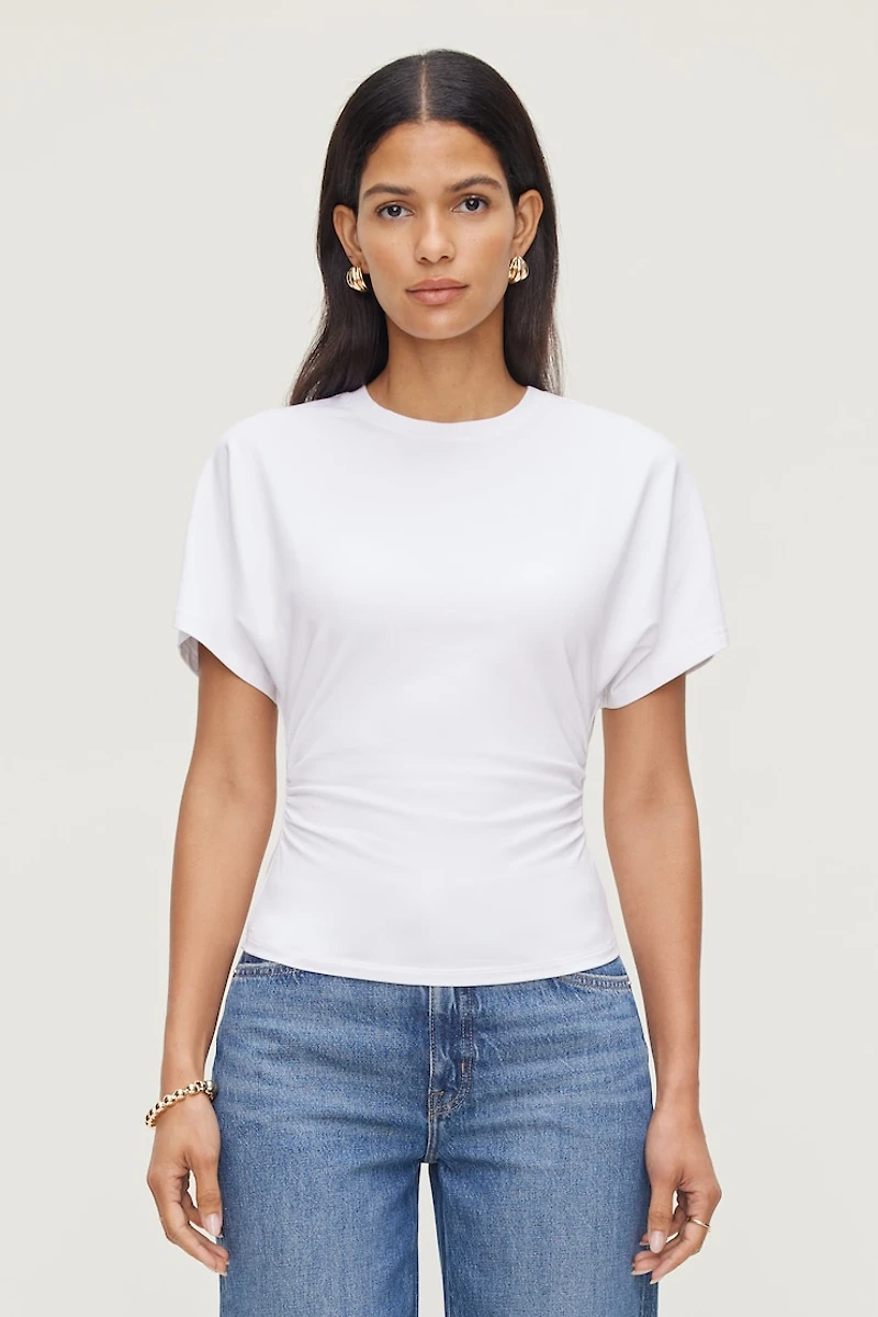 Andrea Shirred Cotton Spandex T Shirt