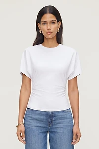Andrea Shirred Cotton Spandex T Shirt