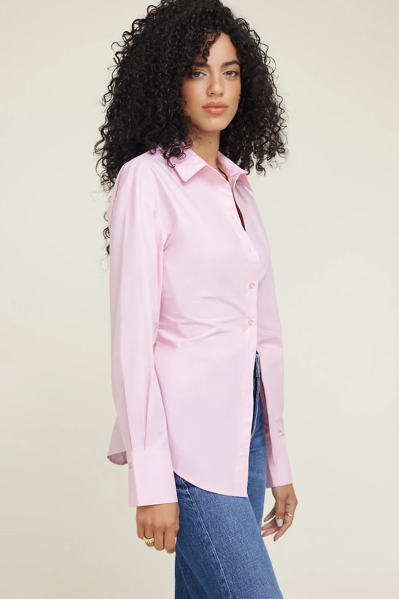 Cinched Waist Poplin Shirt