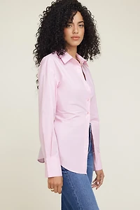 Cinched Waist Poplin Shirt