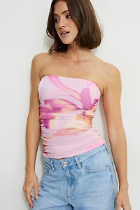 Printed Mesh Tube Top