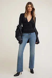 Sculpt Deep Plunge Long Sleeve Top