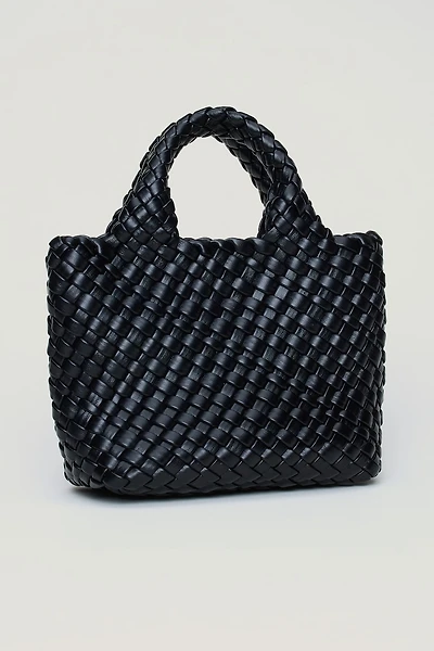 Mini Woven Faux Leather Tote