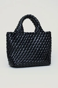 Mini Woven Faux Leather Tote