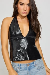Sequin Apron Halter Top