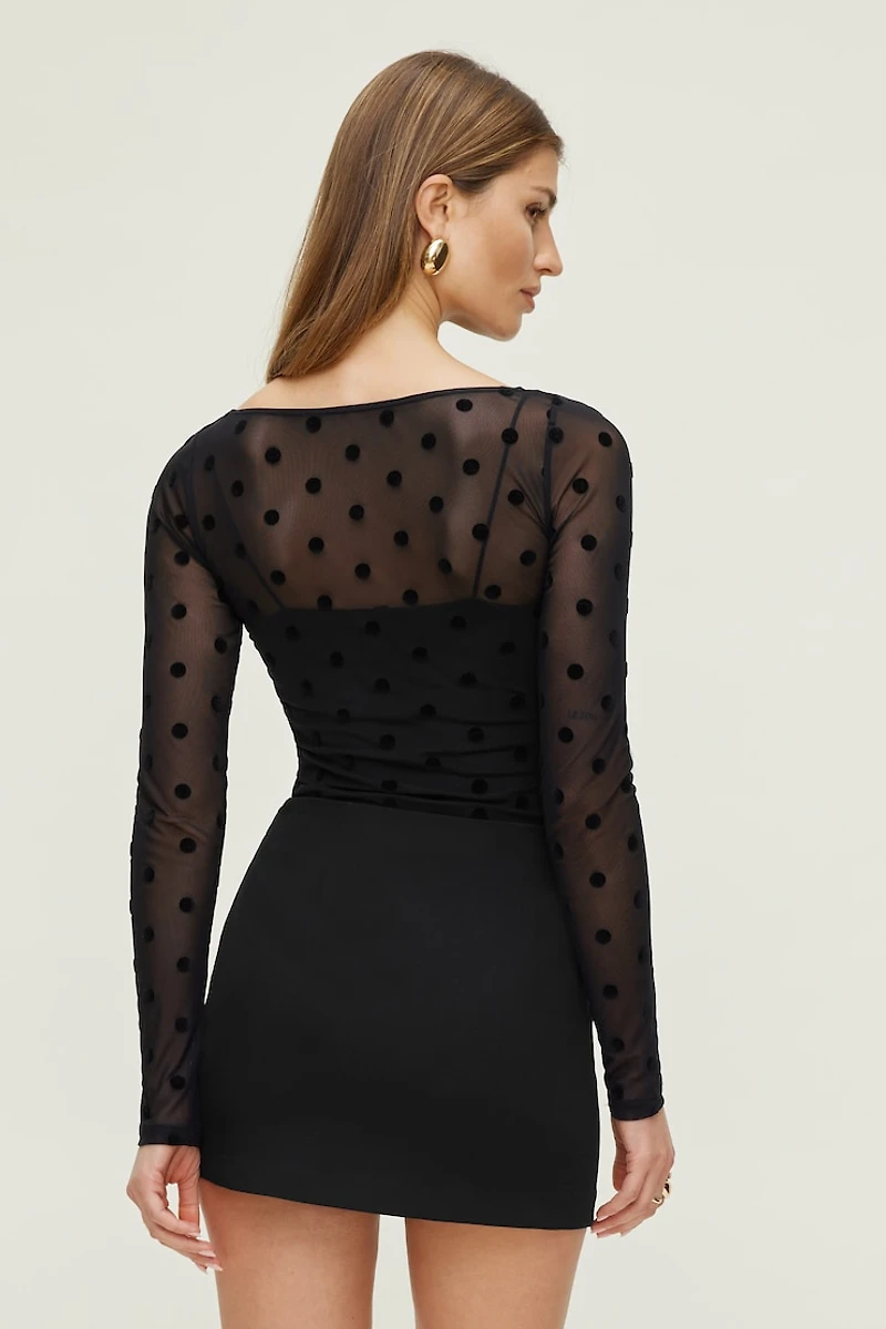 Dylane Polka Dot Mesh Bodysuit