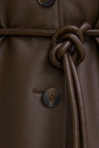 Faux Leather Mac Coat